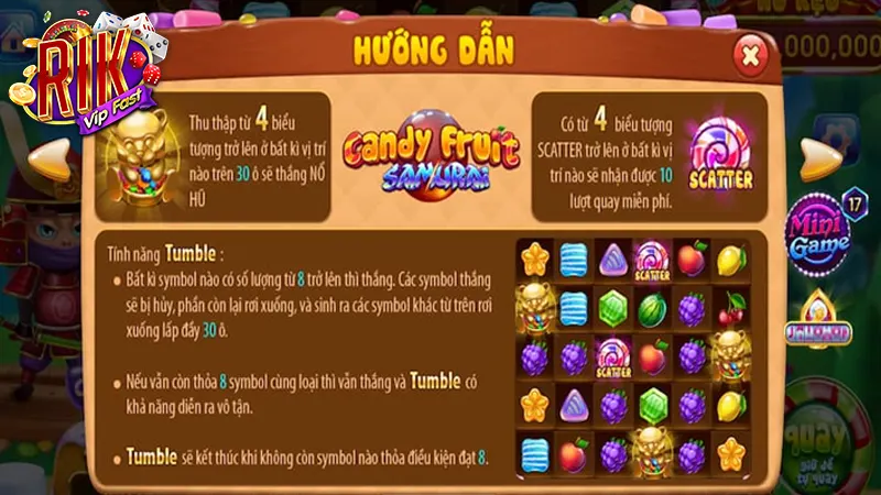 Luật và cách để tính điểm quay hũ Slot Candy Fruit Samurai 